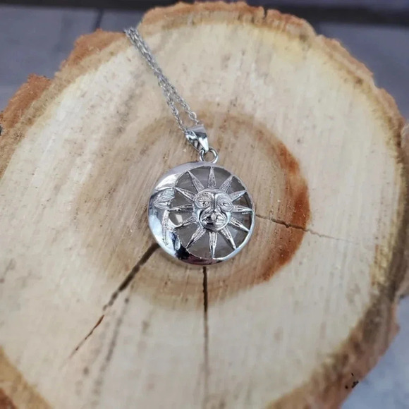 Quartz Sun and Moon Pendant Necklace - Picture 7 of 9